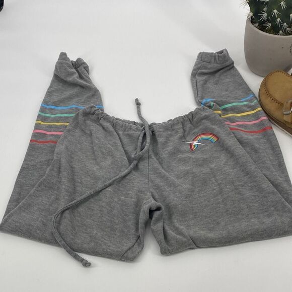 Chaser Rainbow Bolt‎ Comfy Joggers Drawstring Pride Grey XS - Picture 3 of 13